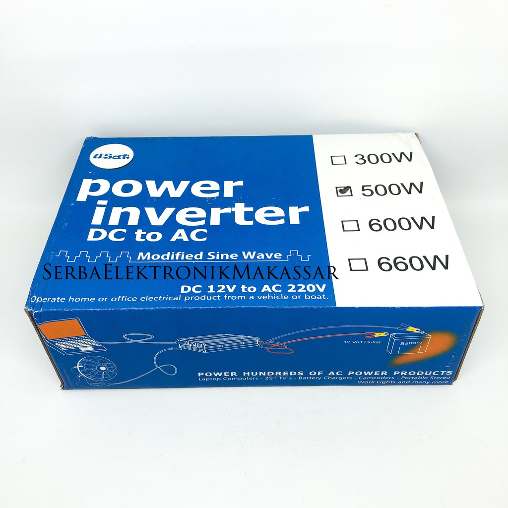 Power Inverter 500 Watt Merk USAT DC 12Volt to AC 220Volt