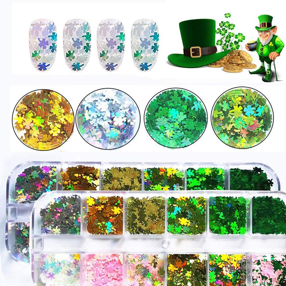 Stiker Kuku Clover Four-leaf Agustinina 1Box Clover Lucky Grass DIY Dekorasi Nail Art