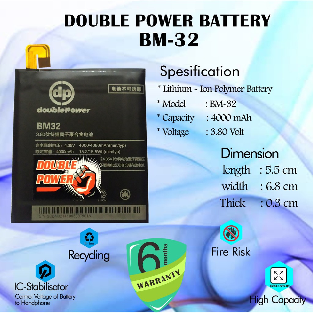 BATTERY DOUBLE POWER XIAOMI 4 - BM 32 3000MAH