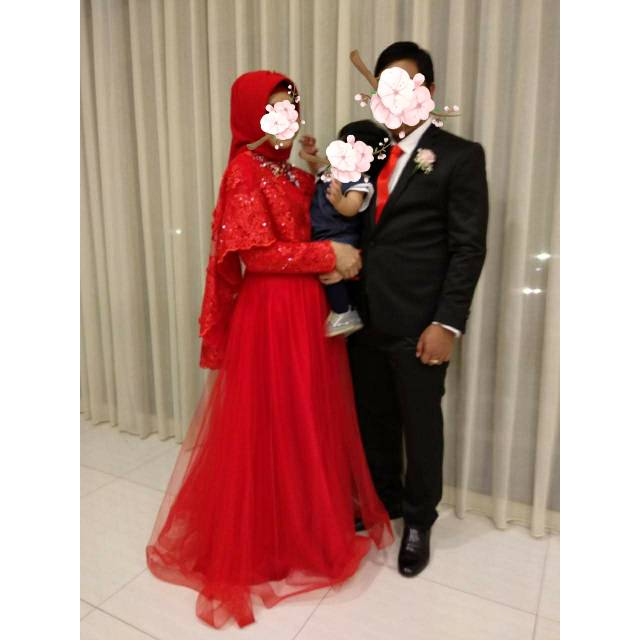 Preloved Gaun Merah full payet.