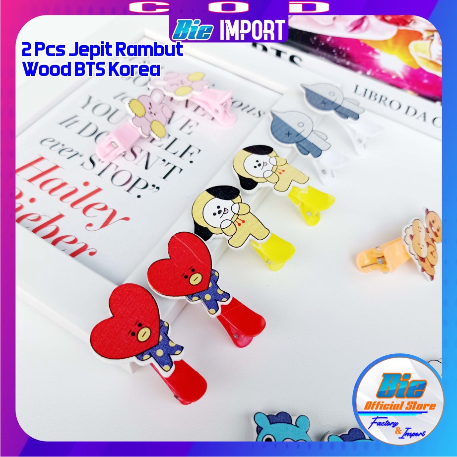 2 Pcs Jepit Rambut Karakter BTS Impor Best Seller