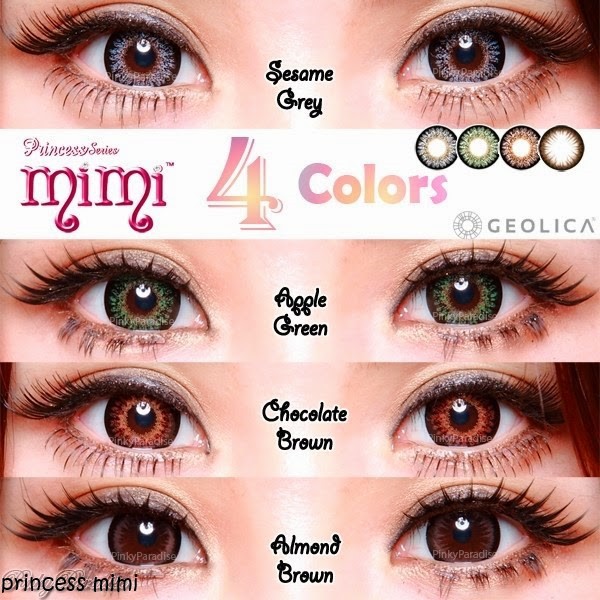 Softlens GEO Princess Mimi &amp; Cafe &amp; Eyescream Big Eyes Grey Green Gray Brown Almond Starmish Choco