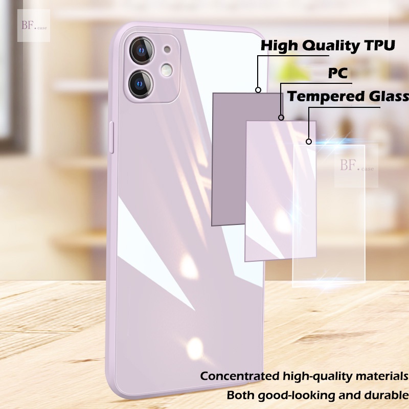 Straight Edge Tempered Glass Case Iphone 11 11PRO 11PROMAX Surrounded By Soft Silicone