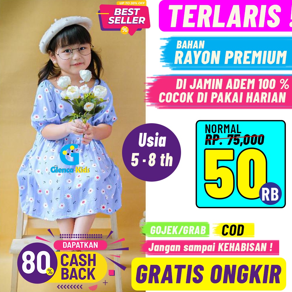 BAJU PAKAIAN DRES DRESS DASTER ANAK CEWEK CEWE PEREMPUAN HARIAN USIA UMUR 5 6 7 8 TAHUN KATUN ROYAL 