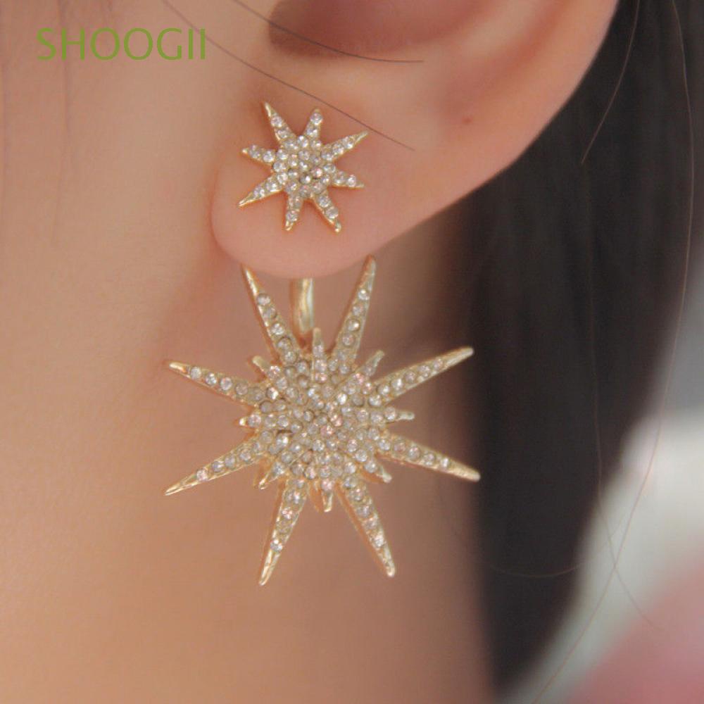 Cross Rose Earrings Women Simple Shell Embossed Star Pendant Ear Clips Jewelry 