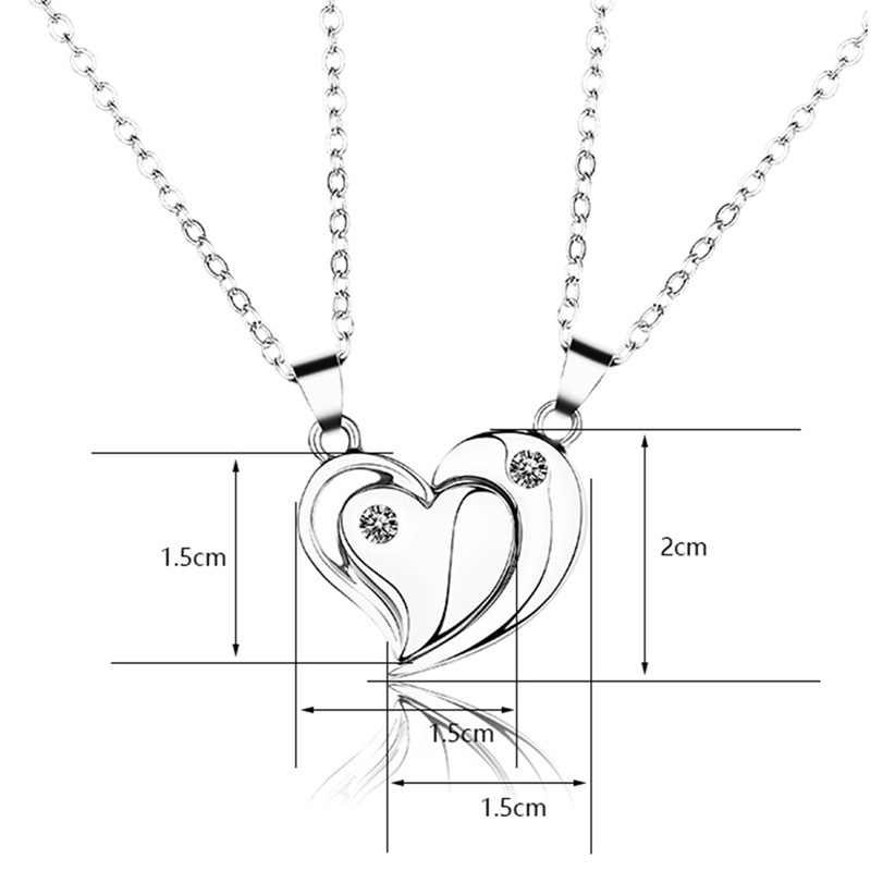 2pcs Magnetic Distance Couple Necklaced Lovers Matching Pendent Necklace Long Distance Gifts Heart Wedding Gift Jewelry Set