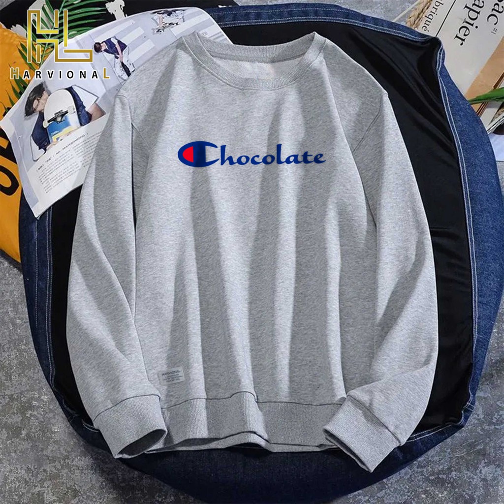 Parisdivarious Sweater Hoodie Sweatshirt Crewneck Chocolate Bahan Fleece Size S - XXL (Pria &amp; Wanita)