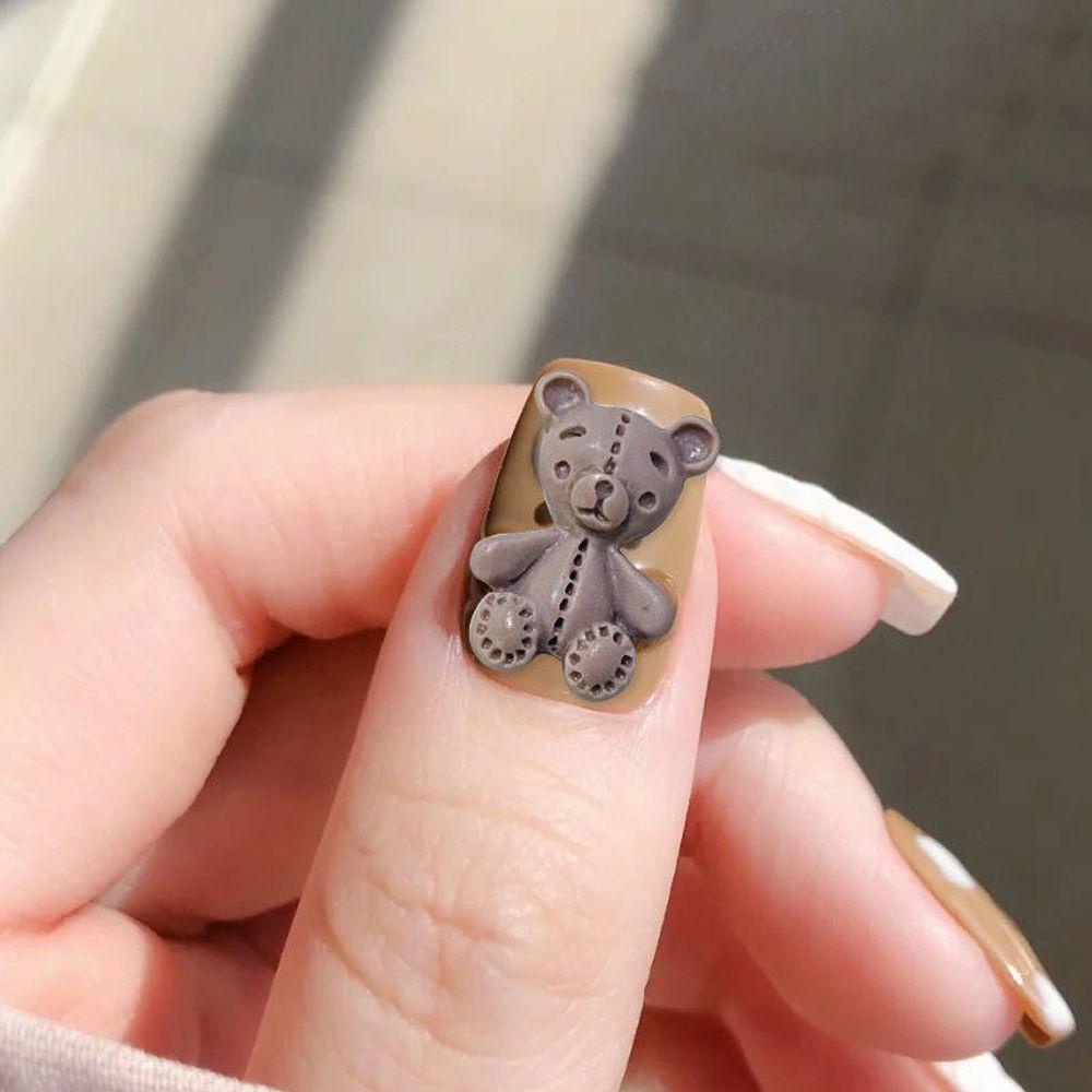 MXBEAUTY Kartun Pesona Kuku Bintang Embun Kawaii 10pcs Wanita DIY Kerajinan Kulori Beruang Bunga Bunny Manicure Aksesoris