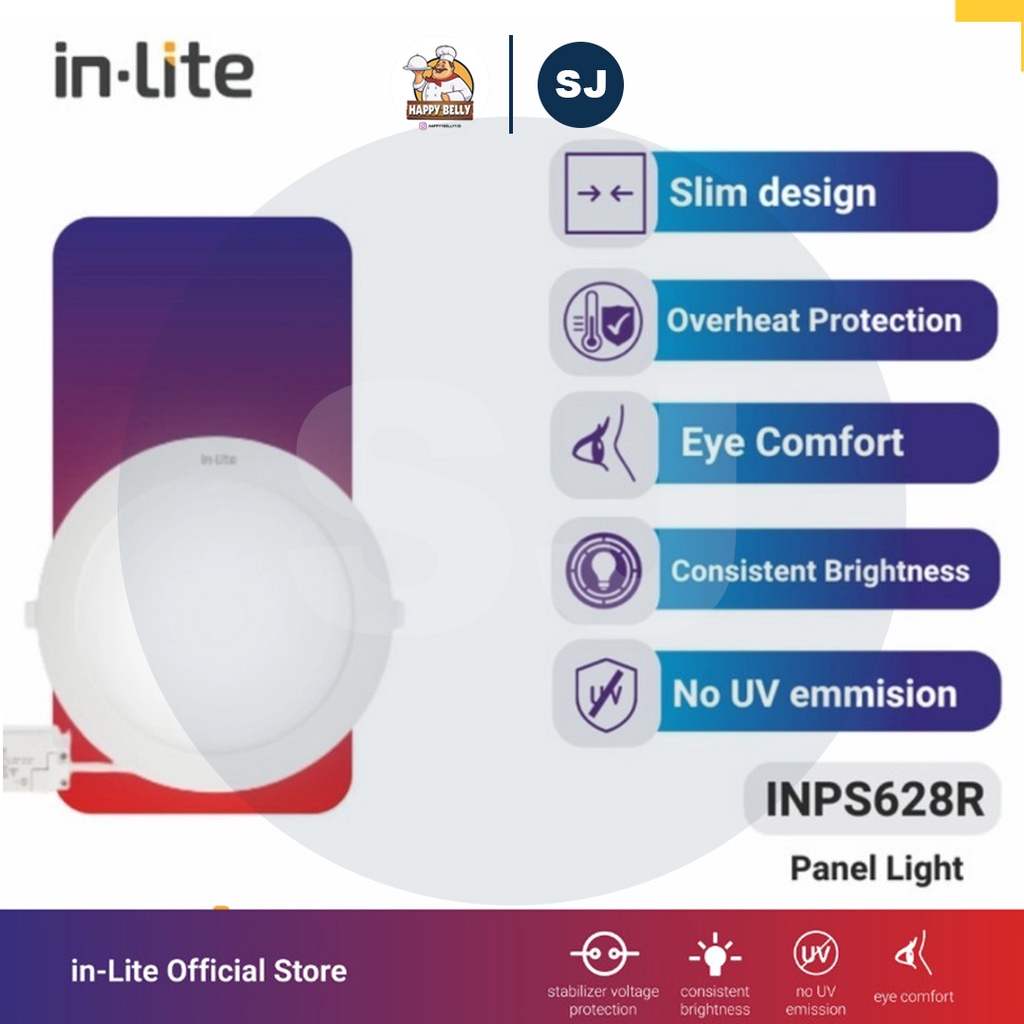 LAMPU PANEL LED DOWNLIGHT BULAT IN-LITE INLITE 9 WATT INBOW INPS628R