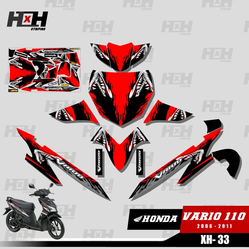 Decal Stiker Fullbody Vario 110 CW Karbu 2006 2007 2008 2009 Sticker Desain XH-33 Hiu