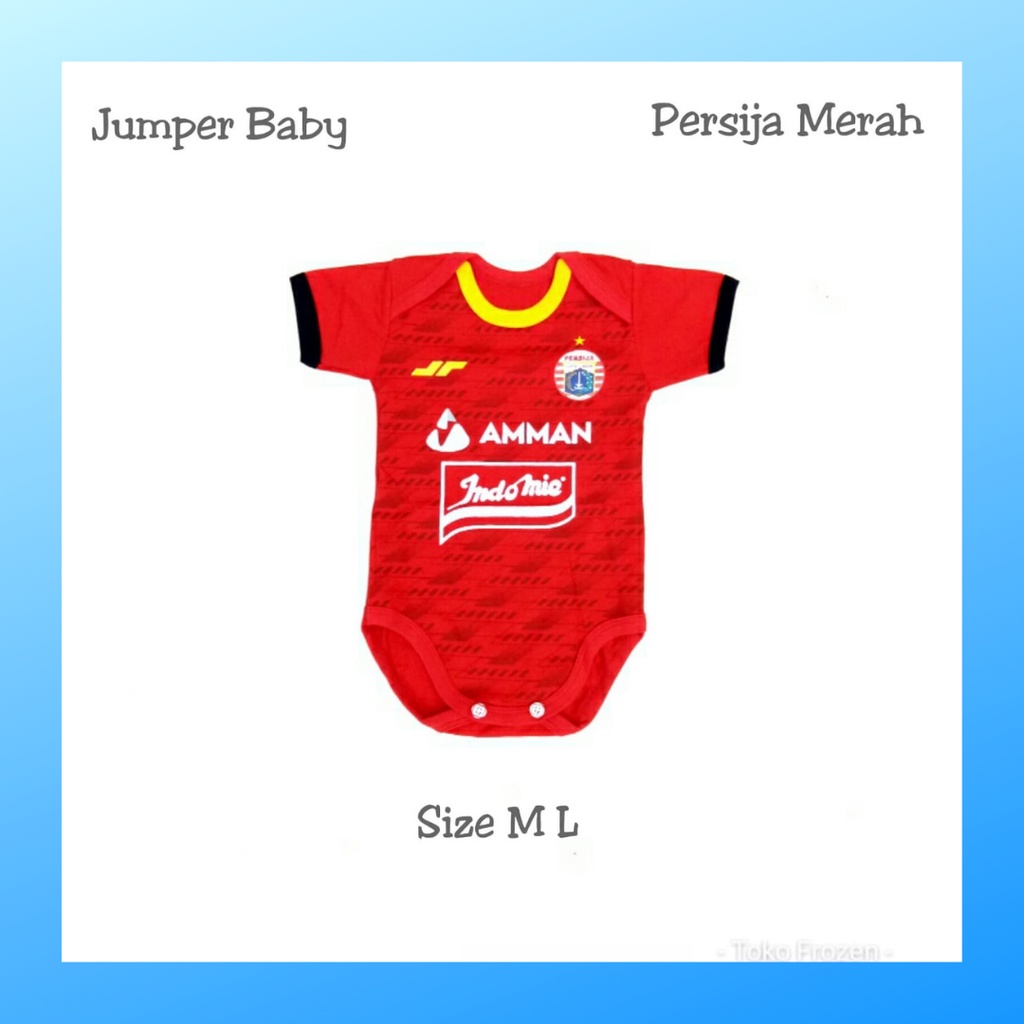 Jumper bayi newborn persija baju kodok kaos sepak bola fashion katun jumpsuit pakaian anak romper jersey sport outfit apparel club baby terusan bodysuit merah