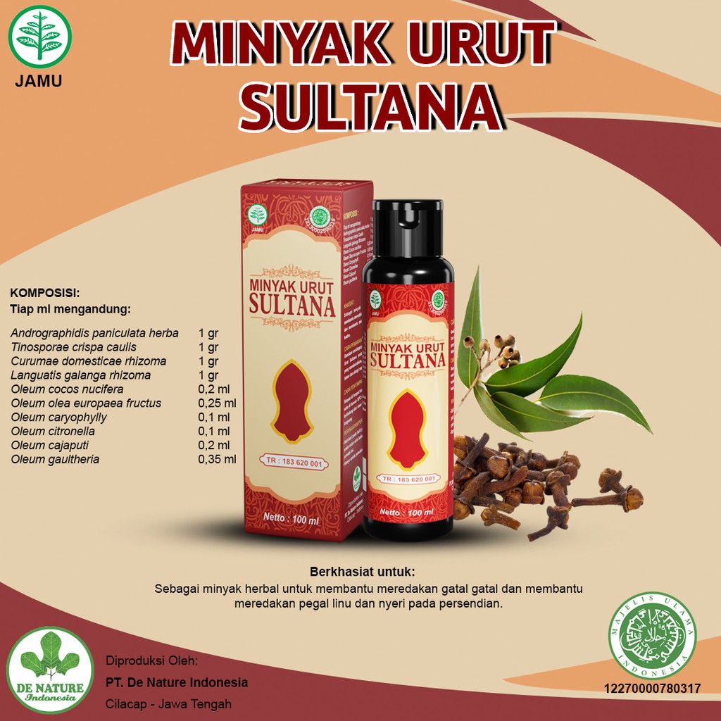 

OBAT HERBAL MASUK ANGIN NYERI SENDI PEGAL LINU KESELEO ENCOK ASAM URAT MINYAK URUT SULTANA DE NATURE