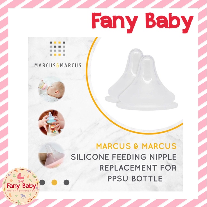 MARCUS &amp; MARCUS SILICONE FEEDING NIPPLE REPLACEMENT FOR PPSU BOTTLE