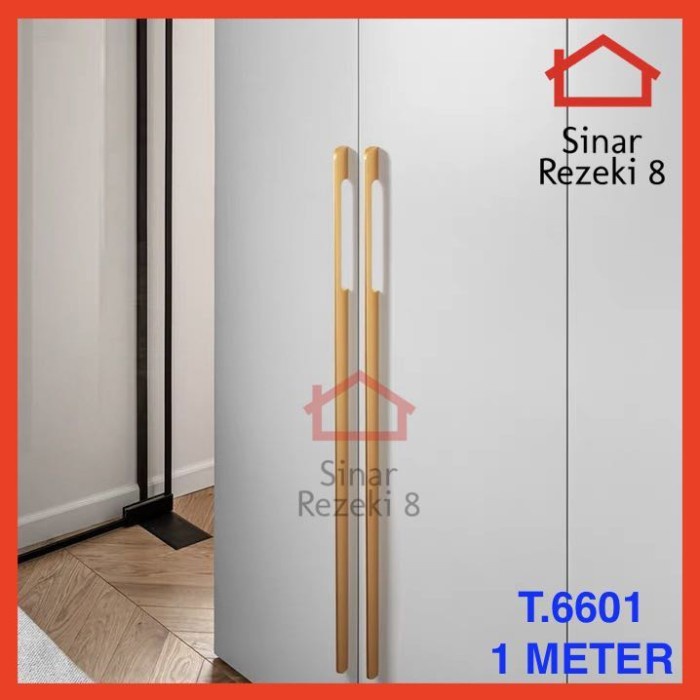 Handle Tarikan 6601 1 m METER GOLD / Pintu Lemari Panjang Minimalis Gagang Pegangan Modern