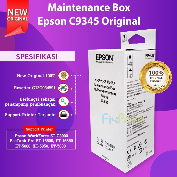 Epson C9345 Maintenance Box L15150 L15160 Pembuangan Tinta Printer L15180 M15140 L6550 L6580