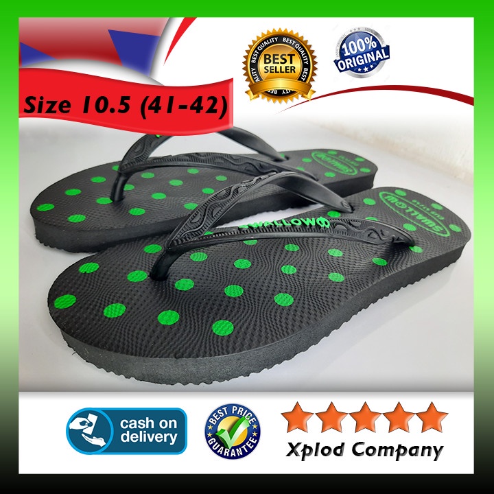 (Ukuran 41) Sandal Jepit Swallow Black Polkadot Terbaru 2022 Sandal Wanita Swalow Baru