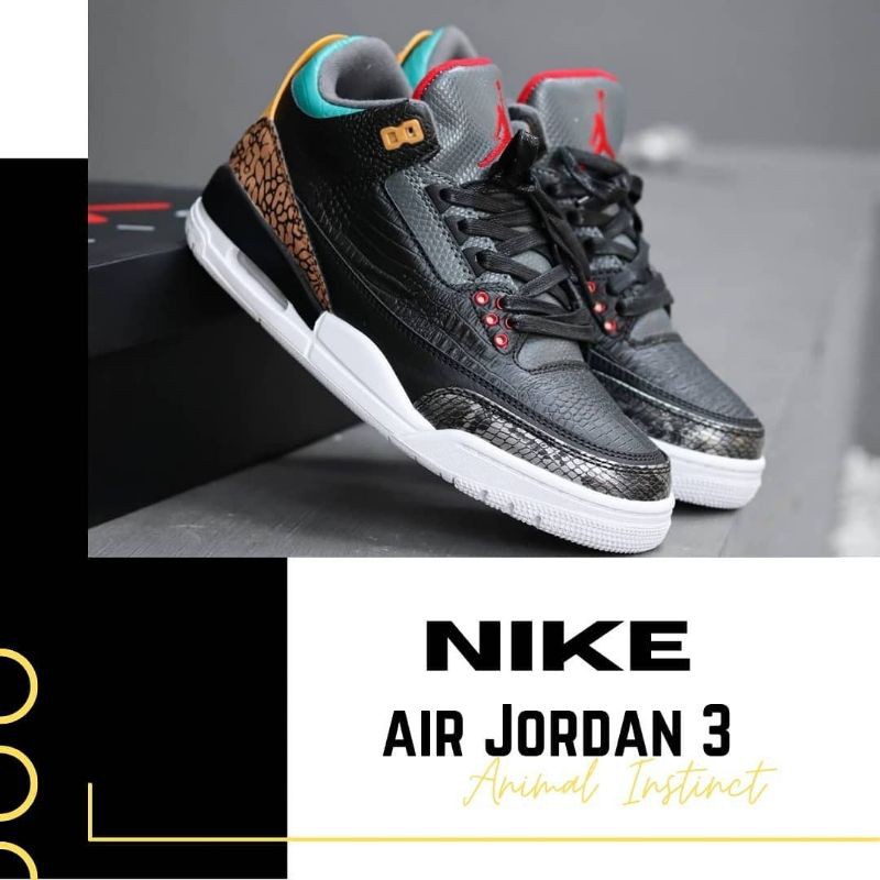 Sepatu Sneakers Nike Air Jordan 3 Animal Instinct Black