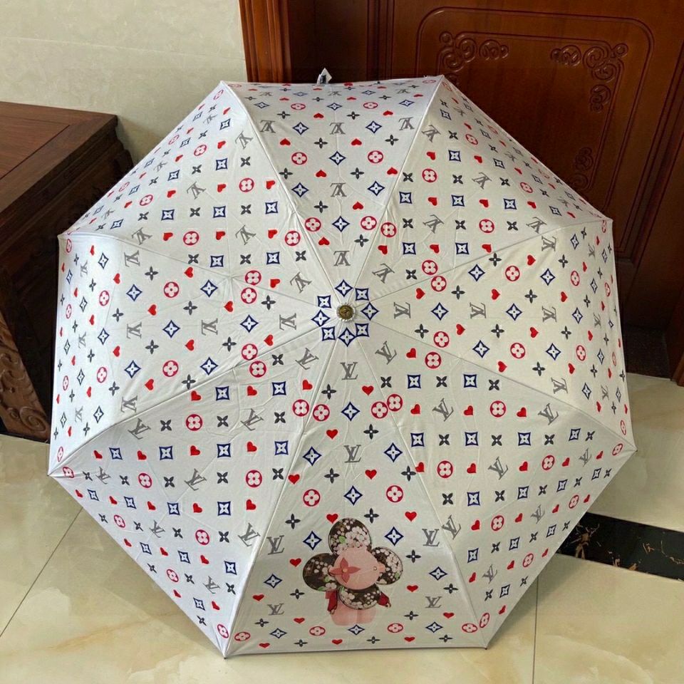 LV Muppets Bear Tide Sun Umbrella Folding Automatic Sunny Umbrella Three-Fold Black Glue Sunscreen