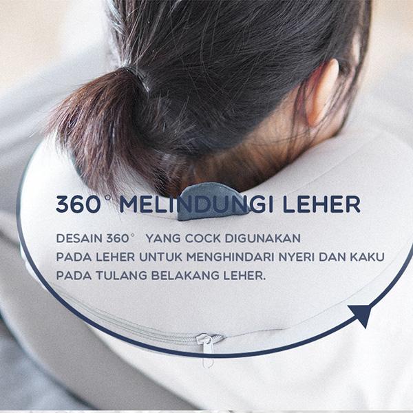 Samono BONBOX SNP001 Neck Pillow Bantal Leher empuk Travel Anti Pegal Lembut Dewasa Multifungsi 360°  Dengan Kancing - Garansi Resmi 1 Tahun