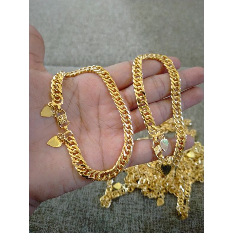 gelang papan lapisan emas 24 L 7mm