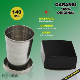 GELAS MUG LIPAT KOPI TEH GANTUNGAN KUNCI STAINLESS STELL PERLENGKAPAN