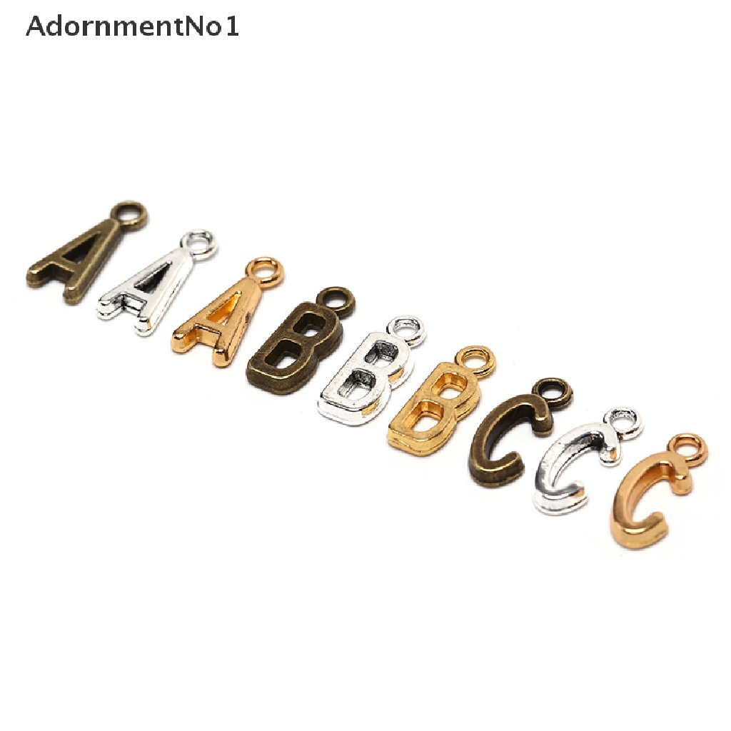 (AdornmentNo1) 26pcs Liontin Huruf A-Z Warna Silver / Gold Untuk DIY Perhiasan Charms