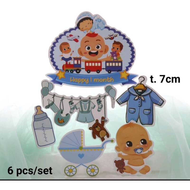 Cake topper hiasan baby boy | Topper baby girl one month manyue