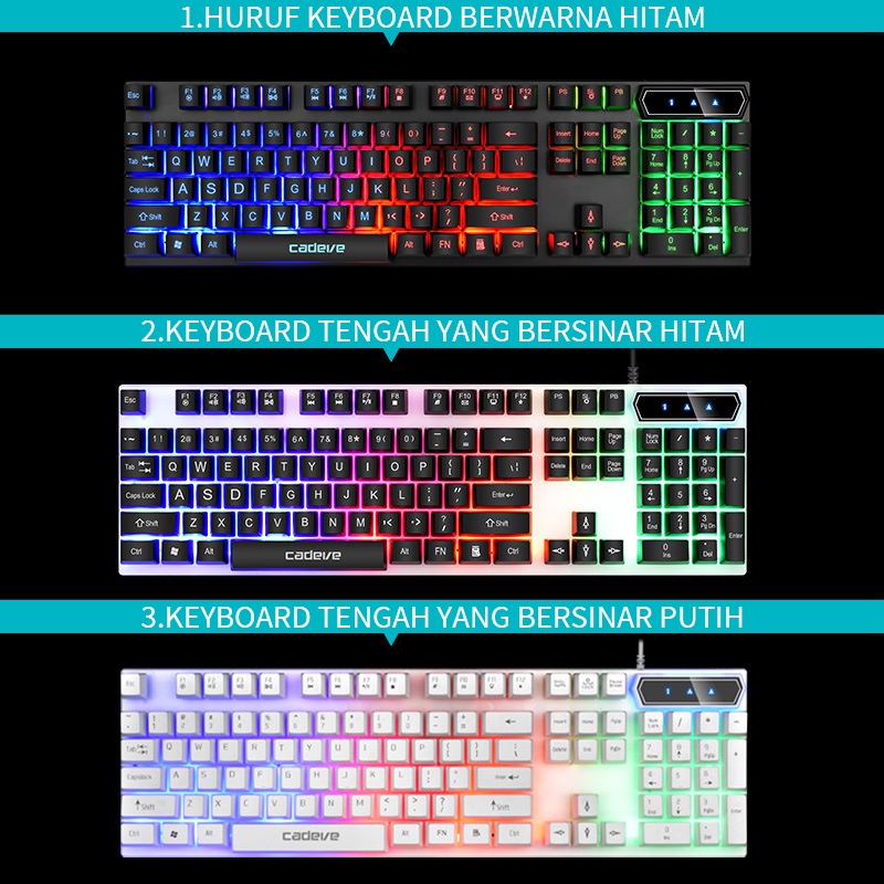 Keyboard Dan Mouse Gaming Set Cahaya Warna-warni Keyboard Cadeve9122/Set Keyboard dan Mouse Kabel Rumah Tangga Kantor Bisnis Yang Modis ZGB Q9