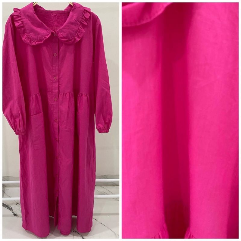 MIDI DRESS FUSHIA POPLIN MIUDIS / MIDI FUSIA KANTONG / MIDI POPLIN BUSUI