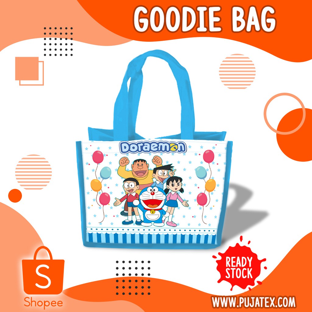 Tas Ultah Doraemon Goodie Bag Souvenir Ulang Tahun Aqiqah Nama Foto Kartun Anak Lucu-02