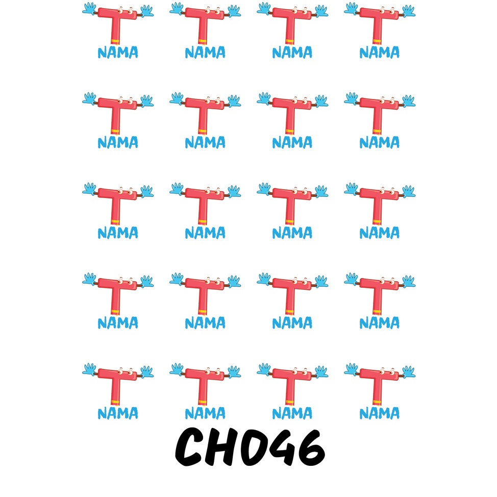 

Sticker Nama Cutting Label Waterproof Tahan Air Huruf 46 (CH046)
