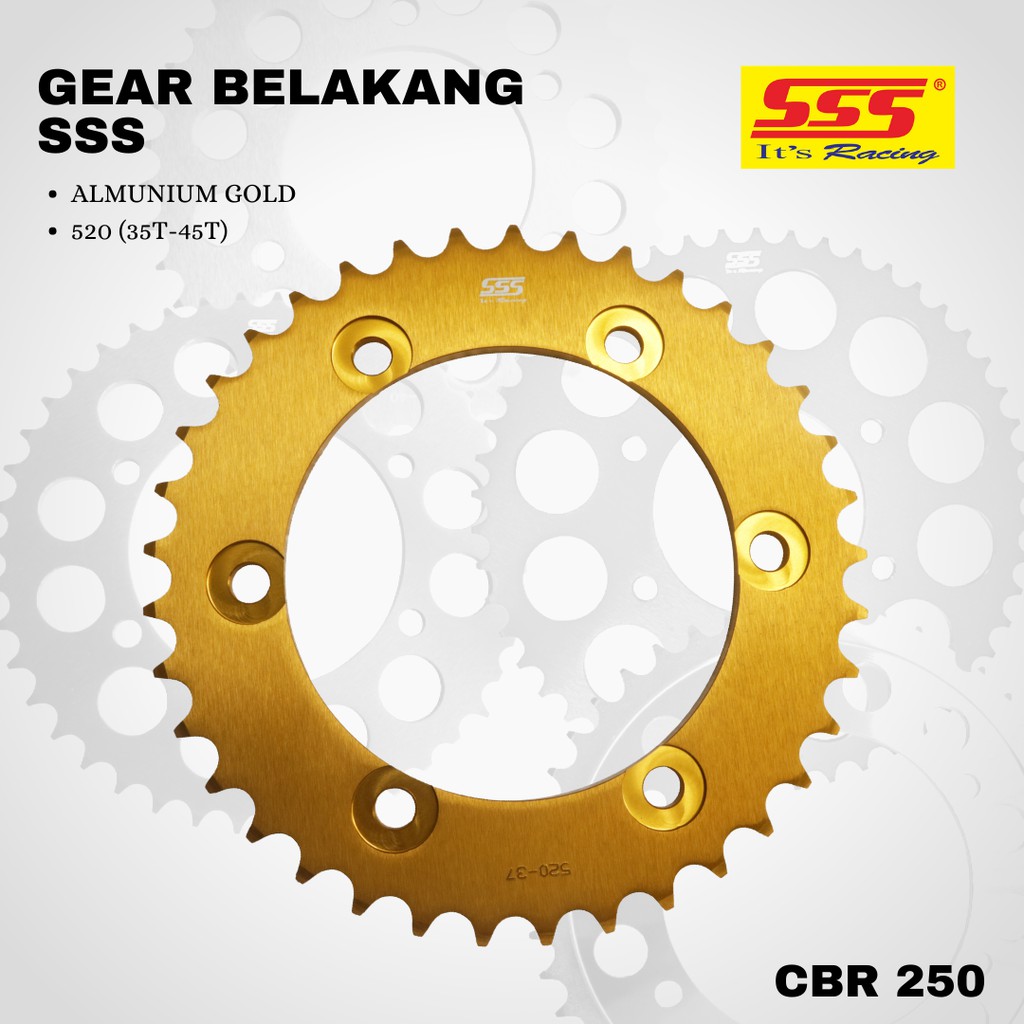 Gear gir CBR 250 R SSS 520 35 36 37 38 39 40 Alumunium gold