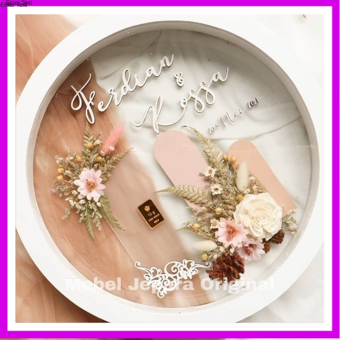 mahar pernikahan frame bulat diameter 30cm akrilik