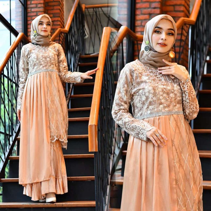 PB//GAMIS HANA TILE - DRESS PESTA KONDANGAN TERBARU - FASHION MUSLIM - BAJU GAMIS WANITA BRUKAT MODE