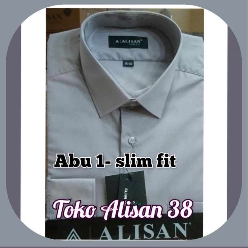 Alisan Polos Slim Fit Lengan Panjang Warna Abu Silver (Abu 1)