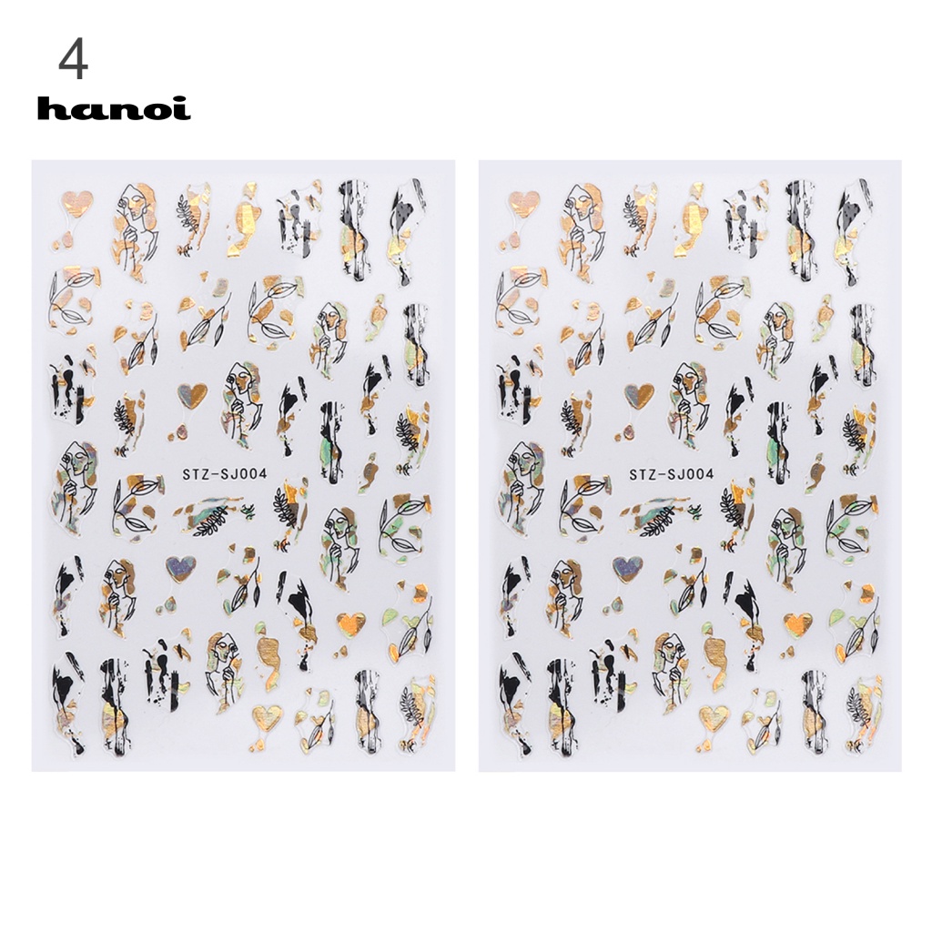 Han_ 2Pcs / Set Stiker Decal Motif Bunga Mawar Untuk Dekorasi Nail Art / Manicure