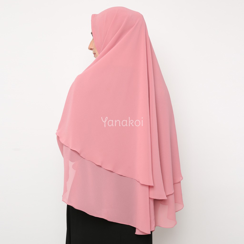 Jilbab Kerudung Khimar Syafa by Yanakoi Hijab Warna Pink Dusty