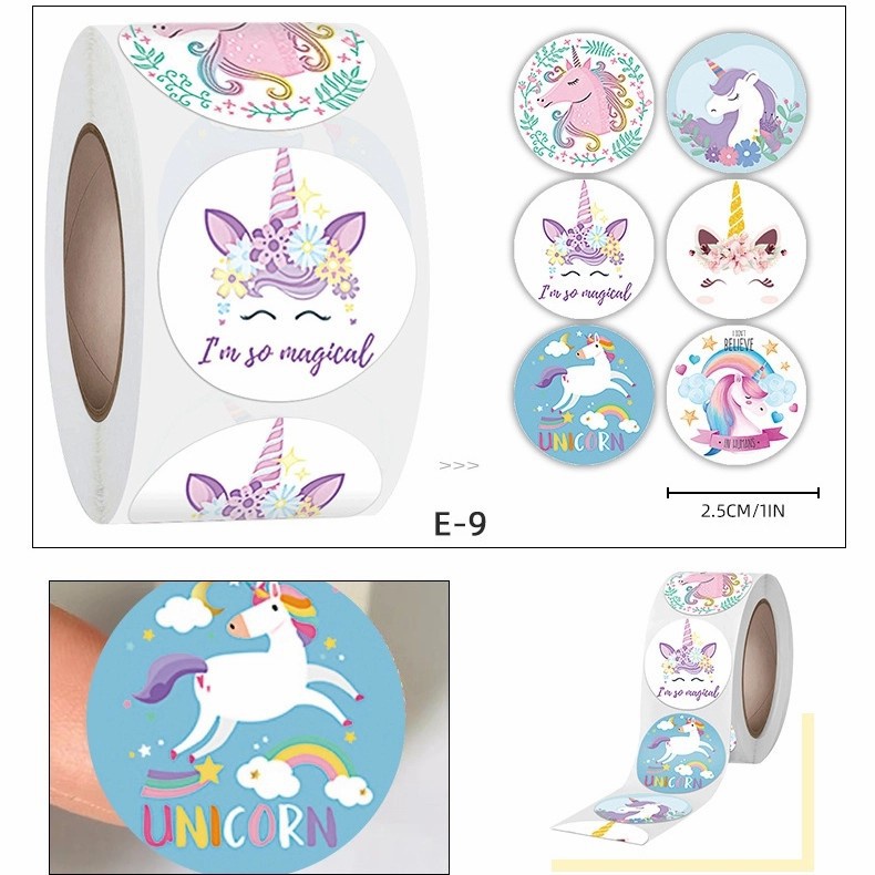 Stiker Magical Unicorn isi 500 Label Cutting Sticker Kado Anak Pink