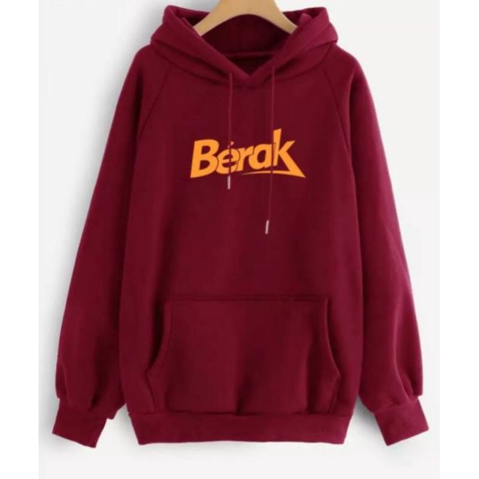 SWITER HOODIE PLEECE UNISEX LOGO BERAK SIMPLE