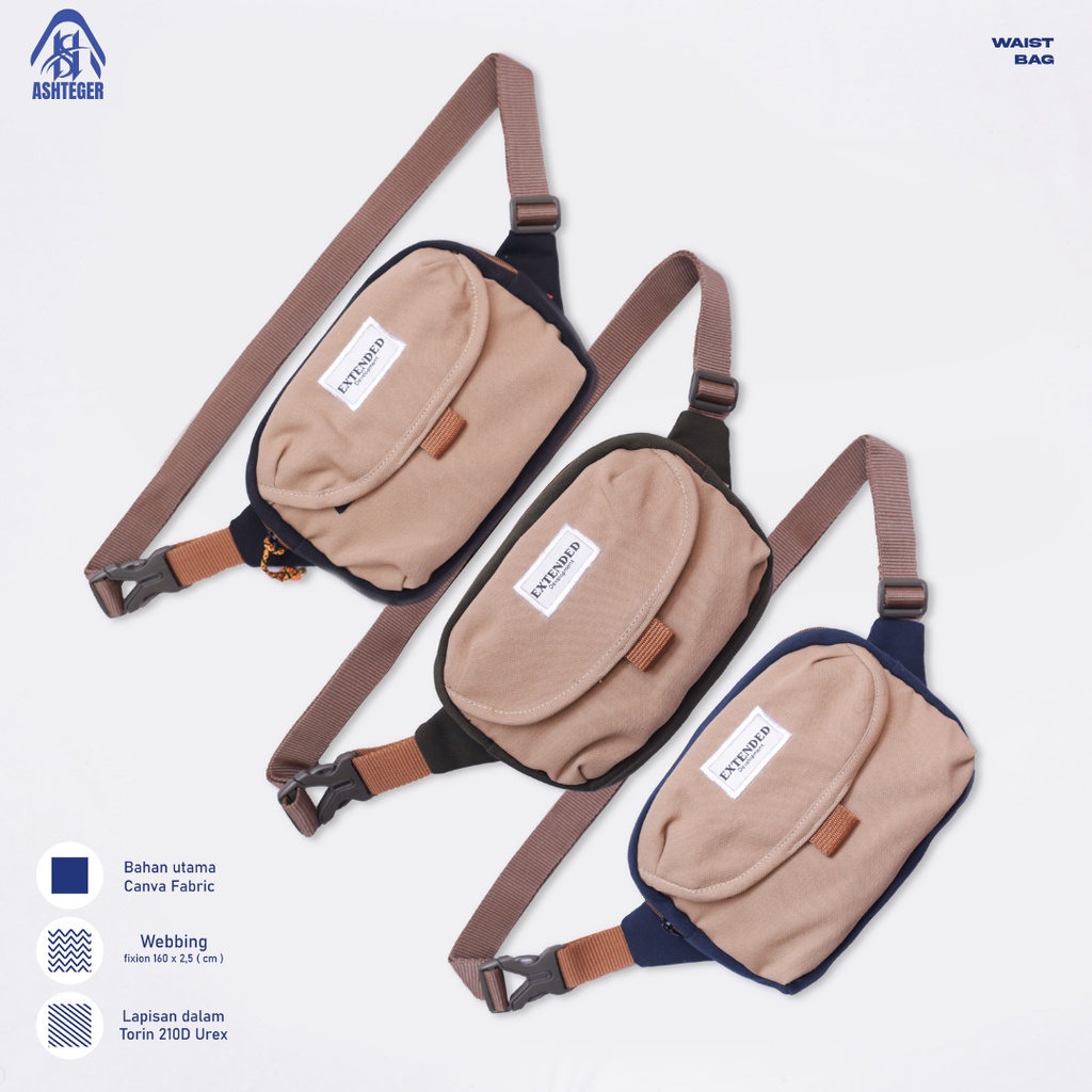 Waistbag Canvas Pria Wanita Tas Pinggang Mini Waist Bag Kanvas Premium Korea