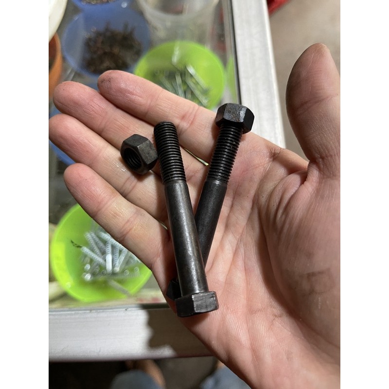 BAJA M10 x 70 x P1.25 - BAUT MUR BAJA KUNCI 14 PJG 7 CM DRAT HALUS - BAUT MUR BAJA HITAM KUNCI 14