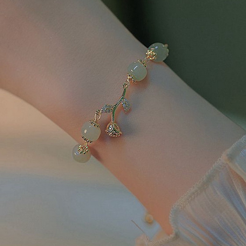 Anting Kalung Dan Gelang Desain Bunga tulip Bahan resin Aksen Berlian Imitasi Gaya Korea Untuk Wanita