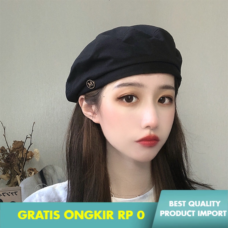 Topi Baret Fashion Wanita Baret Wanita Tipis    Hitam In Oktagonal Cap Korea  Jepang  Inggris Vintag
