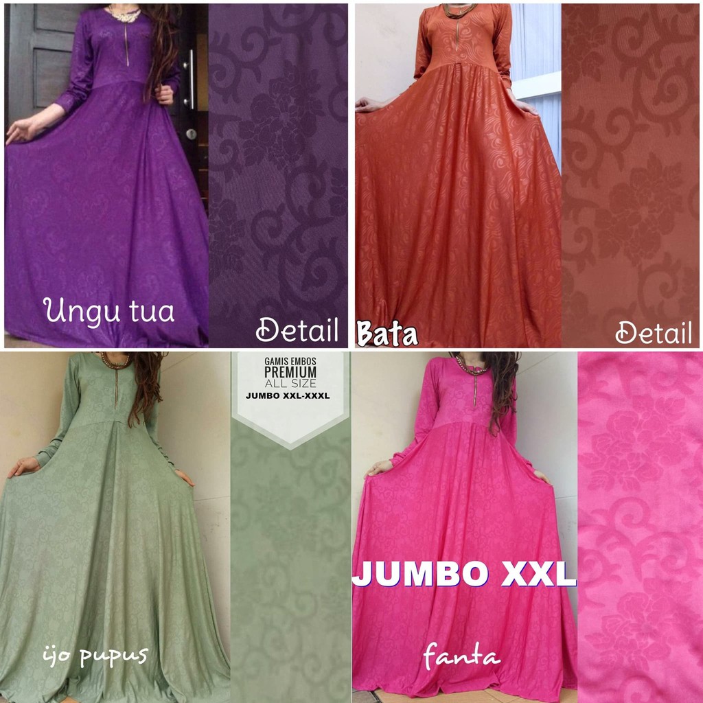 promo TERMURAH, GAMIS EMBOS JERSEY SUPER JUMBO XXL - Putih murah kualitas bagus
