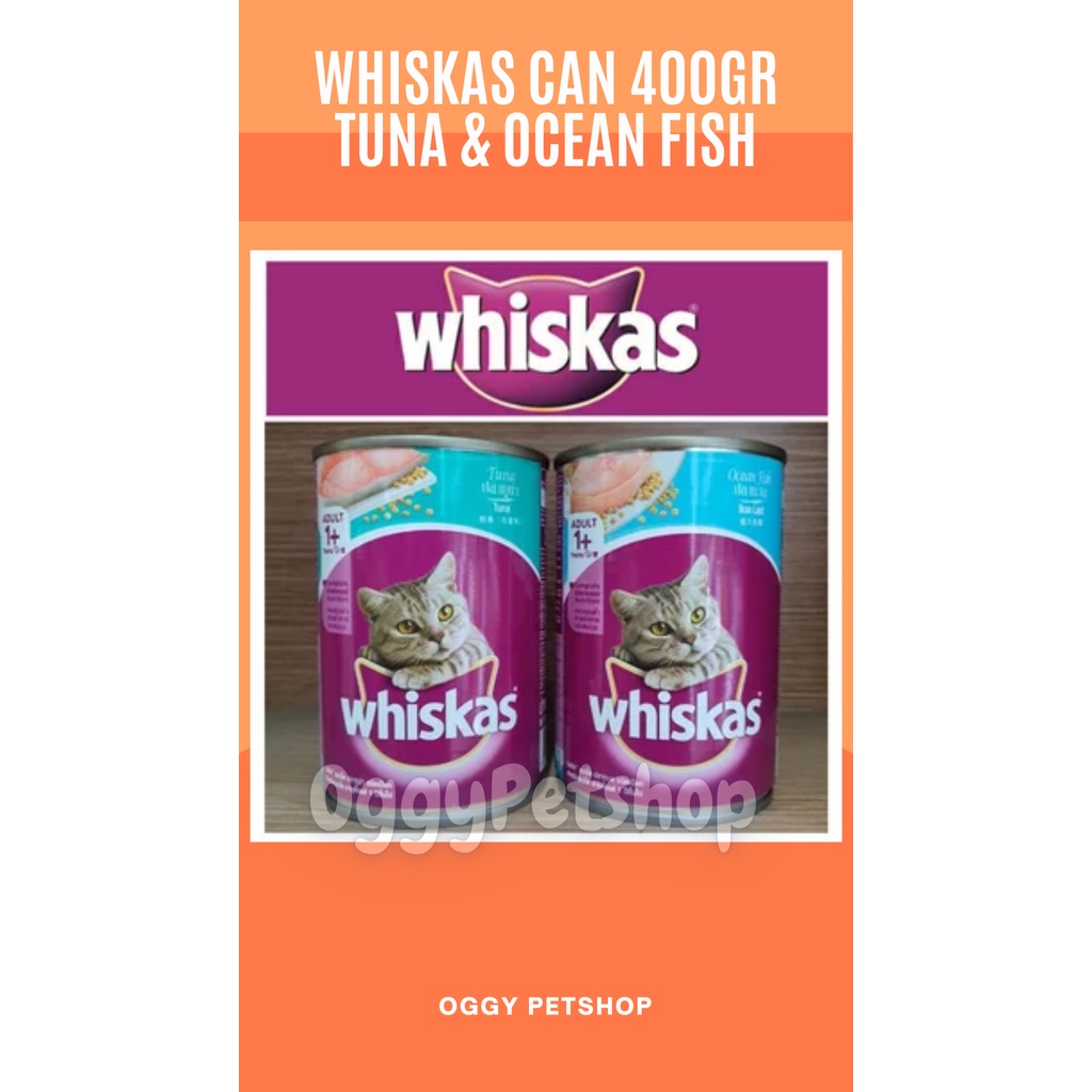 Whiskas Kaleng ADULT 400gr Wiskash - Makanan Kucing Kemasan Kaleng  Rasa Tuna dan Ocean Fish