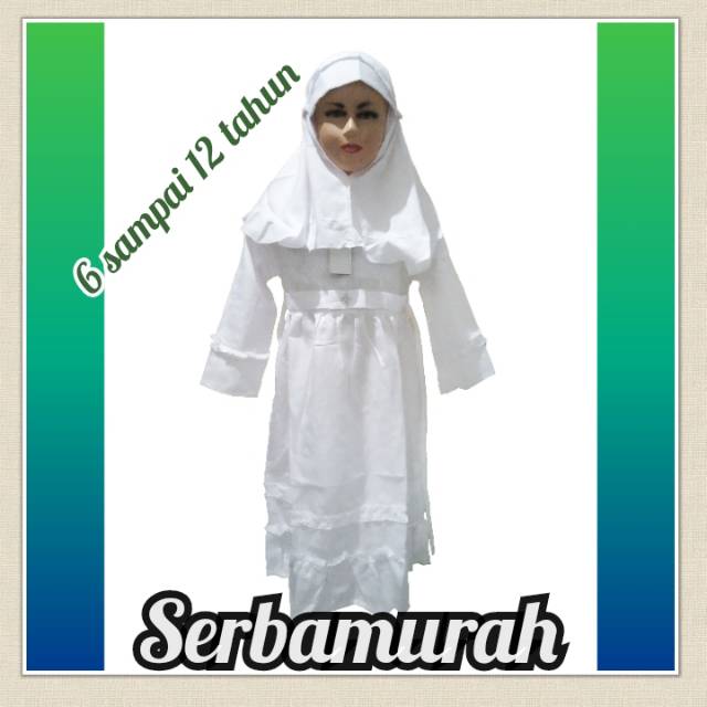 Gamis putih anak perempuan  gamis anak perempuan 6 sampai 12 tahun