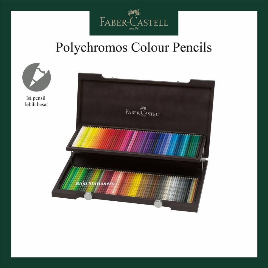 

FABER CASTELL 120 COLOUR PENCILS POLYCHROMOS WOOD CASE LIMITED BERKUALITAS MADE IN GERMANY NO COD