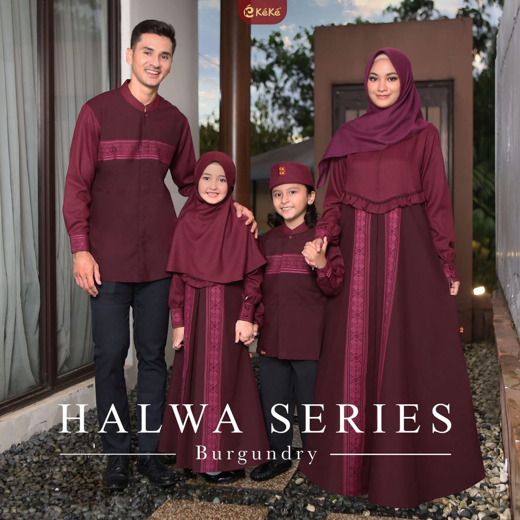 NEW ARRIVAL SARIMBIT KEKE HALWA BURGUNDY GAMIS ANAK DAN KOKO ANAK SARIMBIT KEKE TERBARU|