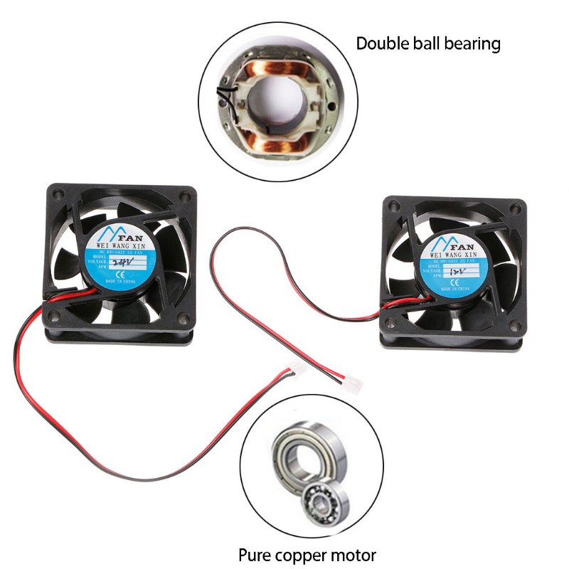 Cre Kipas Pendingin 60mm X 60mm X 25mm Dc 12v 24v 2-pin Brushless Untuk Case Pc Cpu 6025