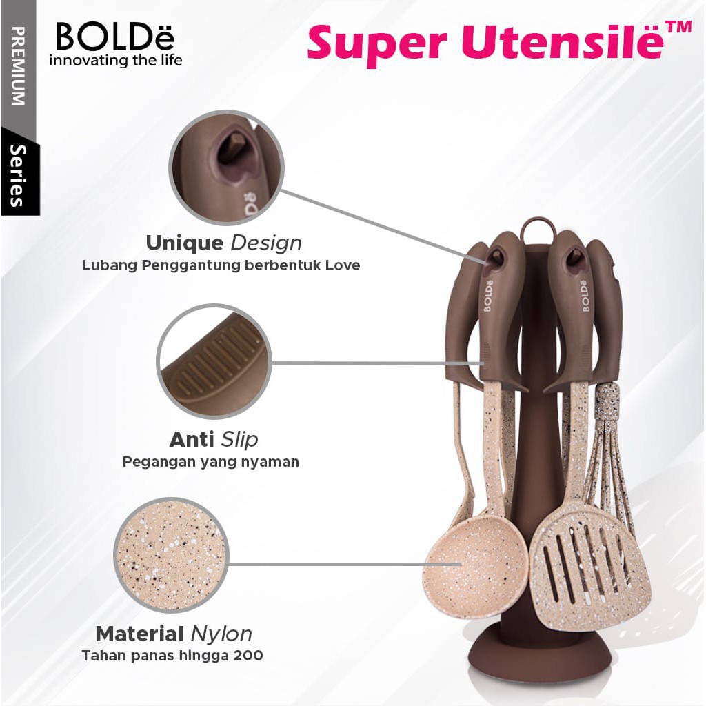 BOLDe Super Utensile Spatula 7pcs Set Beige / BOLDe Utensile 7pcs set